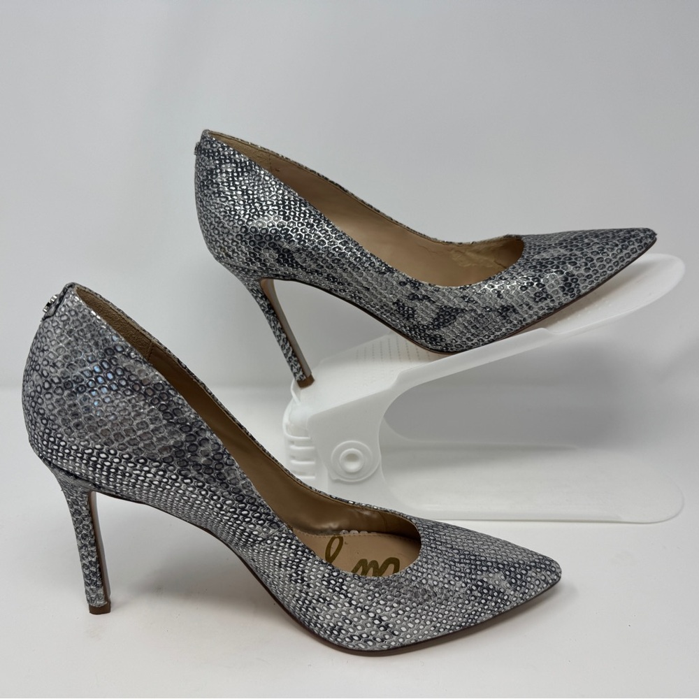 Sam Edelman Silver and Blue Snakeskin Pointed Toe Pumps – Size 7.5 - Picture 6 of 10